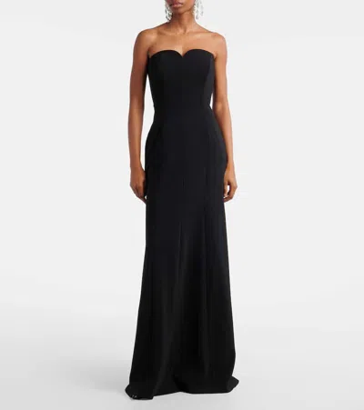 Jenny Packham Ruffled Caped Gown In Black