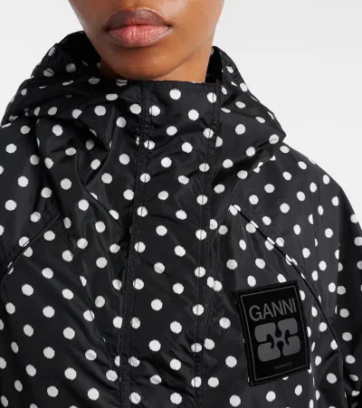 Ganni Flyweight Banana Graphic Long Coat In Black