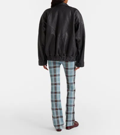 Acne Studios Checked Wool-blend Slim Pants In Blue
