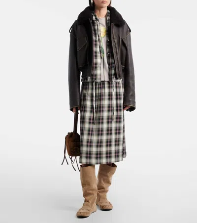 Acne Studios Bojan Slouch Suede Boots Beige In Animal Print