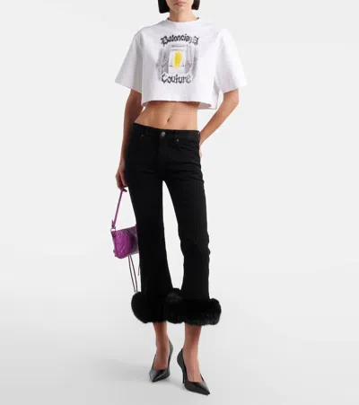 Balenciaga Cotton Salon De Couture Cropped T-shirt In White