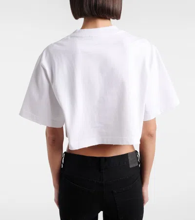 Balenciaga Cotton Salon De Couture Cropped T-shirt In White