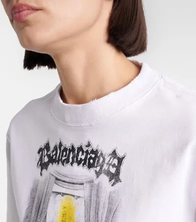 Balenciaga Cotton Salon De Couture Cropped T-shirt In White