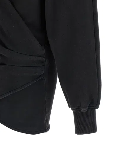 Attico Hooded Wrap Dress Long Sleeves Drawstring In Black