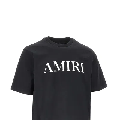 Amiri Men Black Crewneck T-shirt With Logo Lettering Print On The Front In Cotton Man In Black