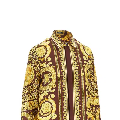 Versace Heritage Baroque Print Silk Shirt In Multi