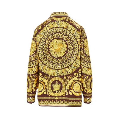 Versace Heritage Baroque Print Silk Shirt In Multi