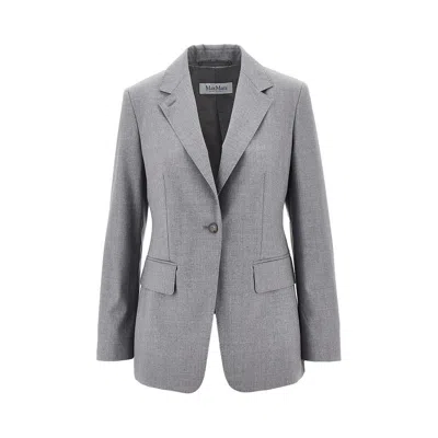Max Mara Single-breasted Wool Jacket In Gray