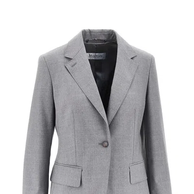 Max Mara Single-breasted Wool Jacket In Gray