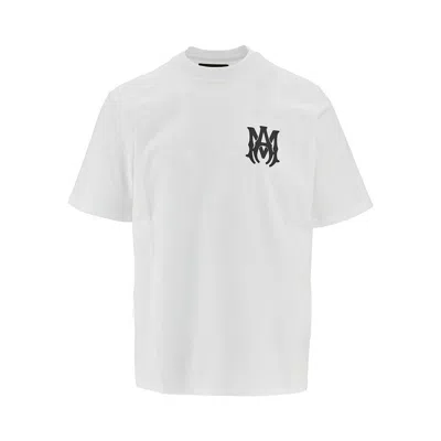 Amiri White Crewneck T-shirt With Logo Print On The Front And Logo Lettering On The Rear In Cotton M In White