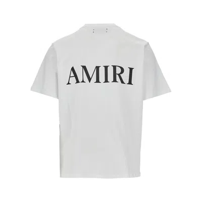 Amiri White Crewneck T-shirt With Logo Print On The Front And Logo Lettering On The Rear In Cotton M In White