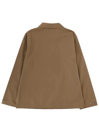 A.p.c. Snap Button Cotton-blend Classic Jacket In Brown