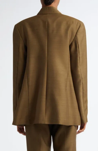 Bite Studios Polus Wool & Silk Jacket Moss In Brown