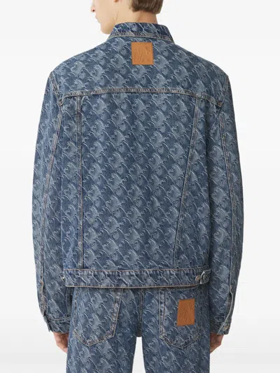 Lanvin Patterned Logo-patch Jacket In Blue