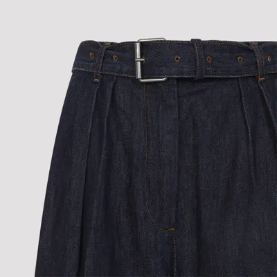Dries Van Noten High Waist Wide Leg Belted Pleated Jeans In Blue