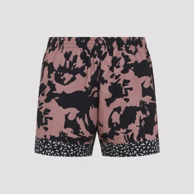 Dries Van Noten Abstract Floral Polyamide Geometric Trim Swim Shorts In Pink