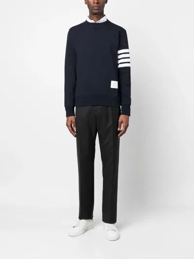 Thom Browne Classic Sweatshirt In Classic Loopback With Engineered 4 B In Blue