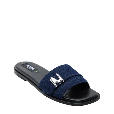 Msgm Logo-plaque Slides In Blue