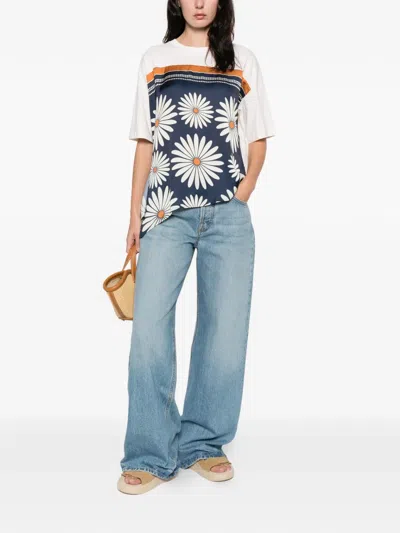Sandro Floral-detail Panel Top In Blue