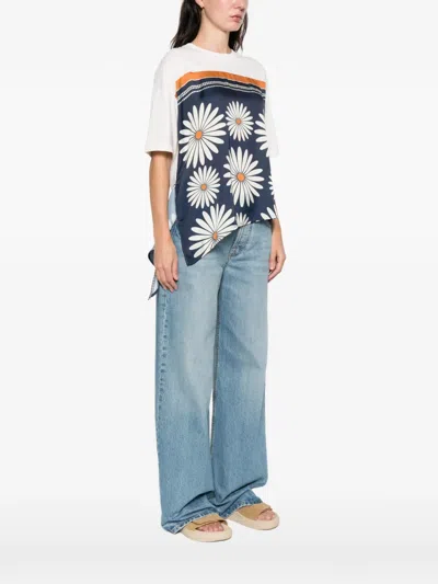 Sandro Floral-detail Panel Top In Blue