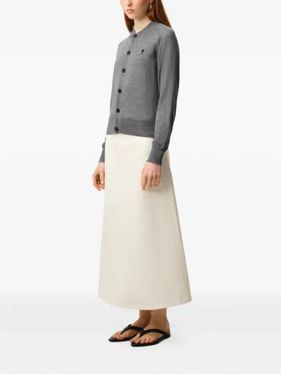 Ami Alexandre Mattiussi Grey Wool Crewneck Ami De Coeur Cardigan Grey In Gray