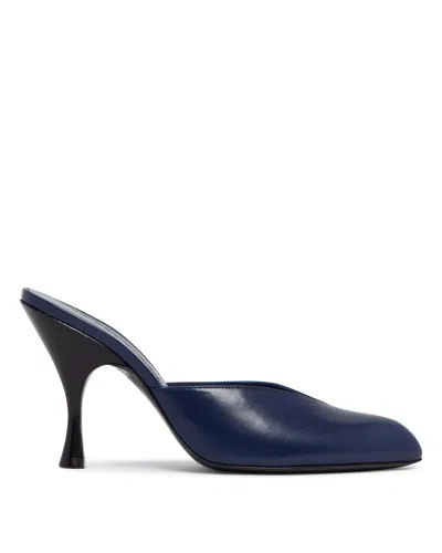 Herbert Levine Blue Sitting Pretty Leather Mules In Blue