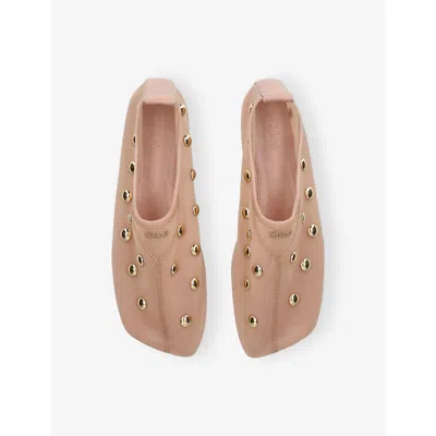 Chloé Rita Blushy Beige Ballet Flats In Transparent Mesh Women In Neutral