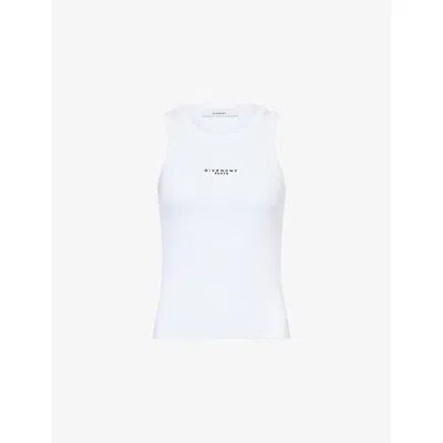 Givenchy White Sleeveless Top With Logo Lettering On The Front In Cotton Stretch Woman In White