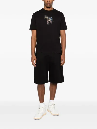 Ps By Paul Smith Black Multicolour Zebra Print T-shirt In Black