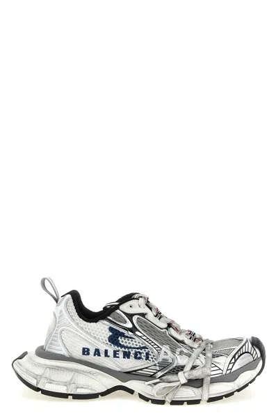 Balenciaga 3xl Split Logo Nylon And Mesh Sneakers In Gray