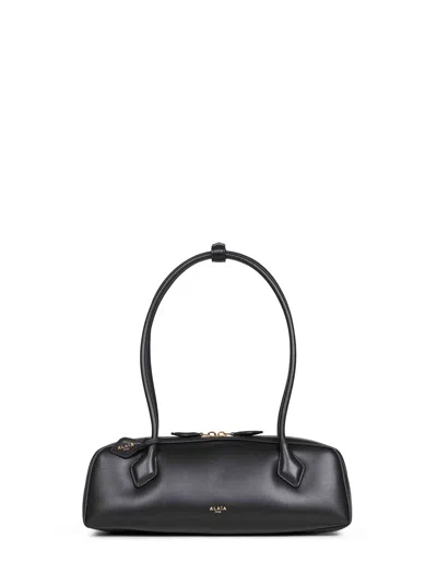 Alaïa Alaia Women Charcoal Suede Medium Le Teckel Shoulder Bag In Black