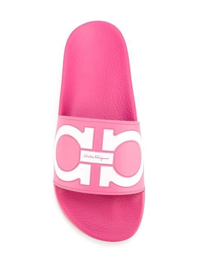 Shop Ferragamo Groove Slider Sandals