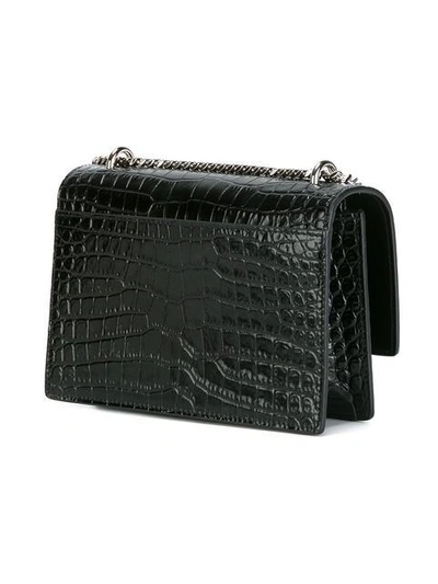 Shop Saint Laurent Sunset Monogram Chain Wallet In Black