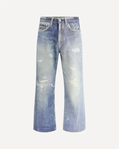 Our Legacy Mens Digital Denim Print Third Cut Faded-wash Denim Jeans In Blue