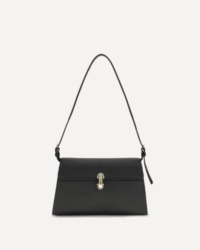Savette Symmetry Shoulder Bag In Grained Calf Leather In Black