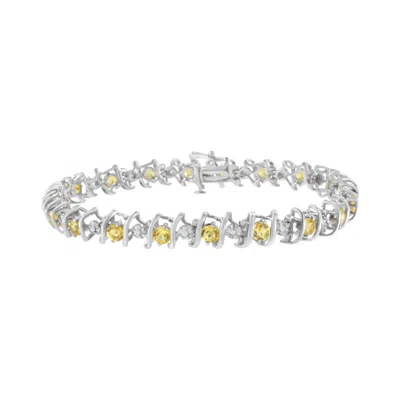 Haus Of Brilliance .925 Sterling Silver Lab-grown Birthstone And 1/6 Cttw Round Diamond Tennis Bracelet In Metallic