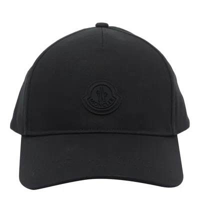 Moncler Black Baseball Cap With Logo Patch In Black