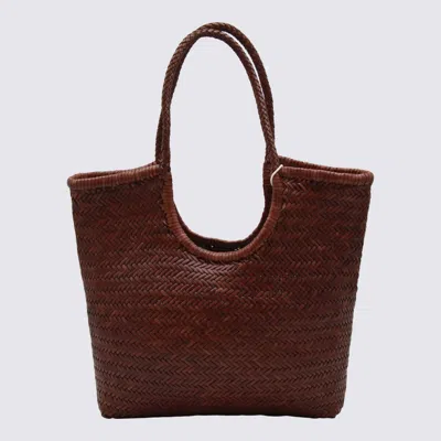 Dragon Diffusion Brown Leather Diagonal Totes In Brown