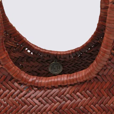 Dragon Diffusion Brown Leather Diagonal Totes In Brown