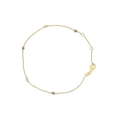 Haus Of Brilliance 14k Yellow Gold Alternating Red Ruby And White Diamond Bezel Station Chain Bracel