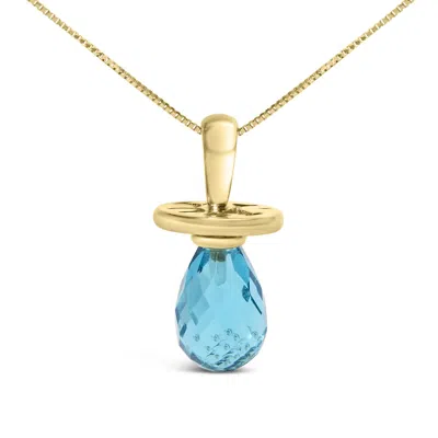 Haus Of Brilliance 14k Yellow Gold And Blue Quartz Pacifier Pendant Necklace In Brown