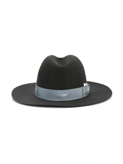 Shop Nick Fouquet Grey Borsalino Fedora Hat With Blue Grosgrain Ribbon