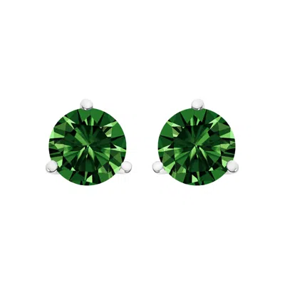 Haus Of Brilliance 14k White Gold 1.0 Cttw 3-prong Martini Set Lab Grown Green Diamond Solitaire Stu In Metallic