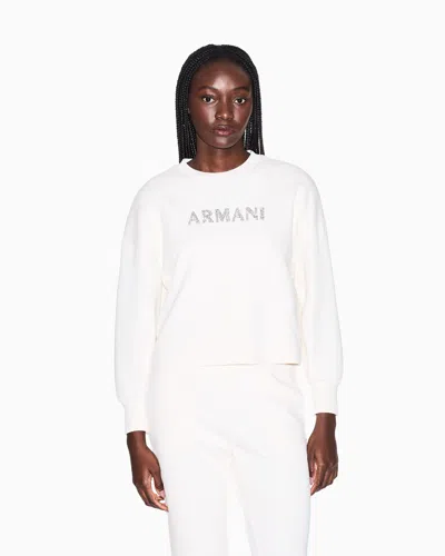 Armani Exchange Logo-embellished Sweatshirt In White