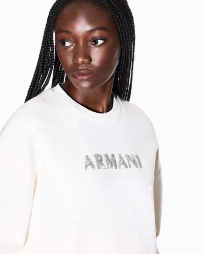 Armani Exchange Logo-embellished Sweatshirt In White