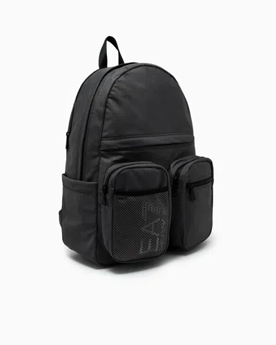 Ea7 Polyester Backpack With Reflective Details In Black