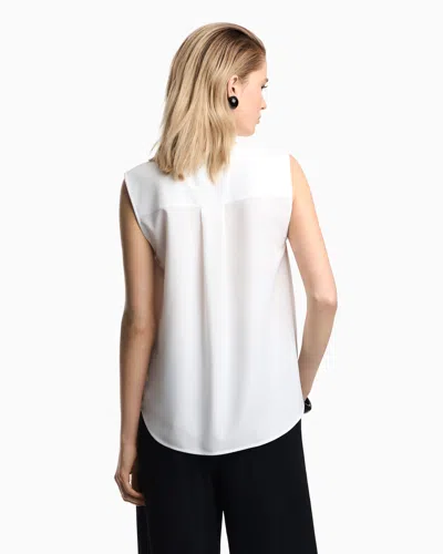 Emporio Armani Ruched Sleeveless Wrap Top In White
