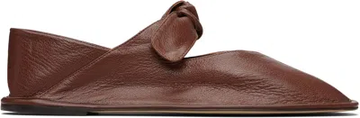 Hereu Brown Llasada Supple Shiny Ballerina Flats In Brown