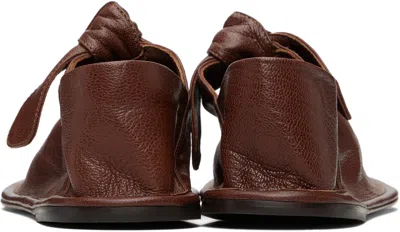 Hereu Brown Llasada Supple Shiny Ballerina Flats In Brown