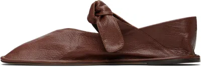 Hereu Brown Llasada Supple Shiny Ballerina Flats In Brown